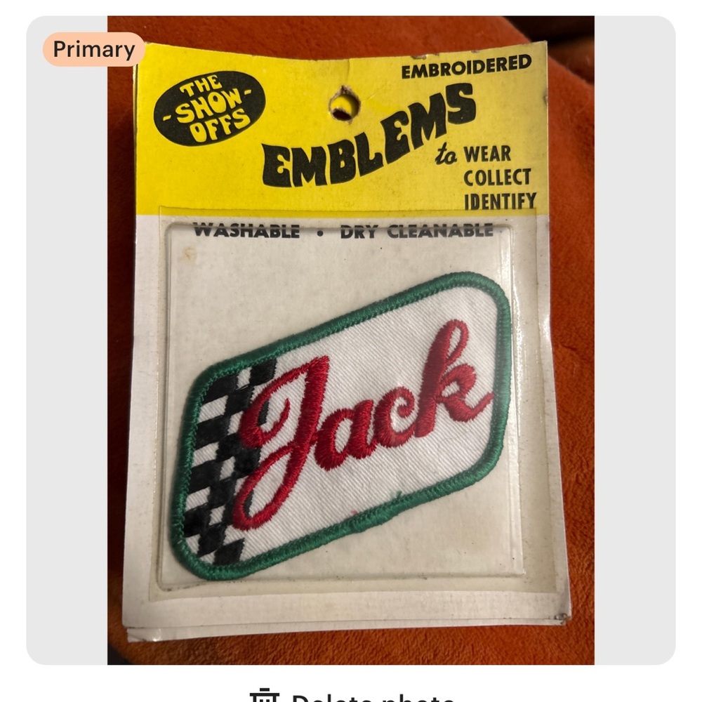 Emblems Patch 'The Show Offs' vintage 70s name Jack